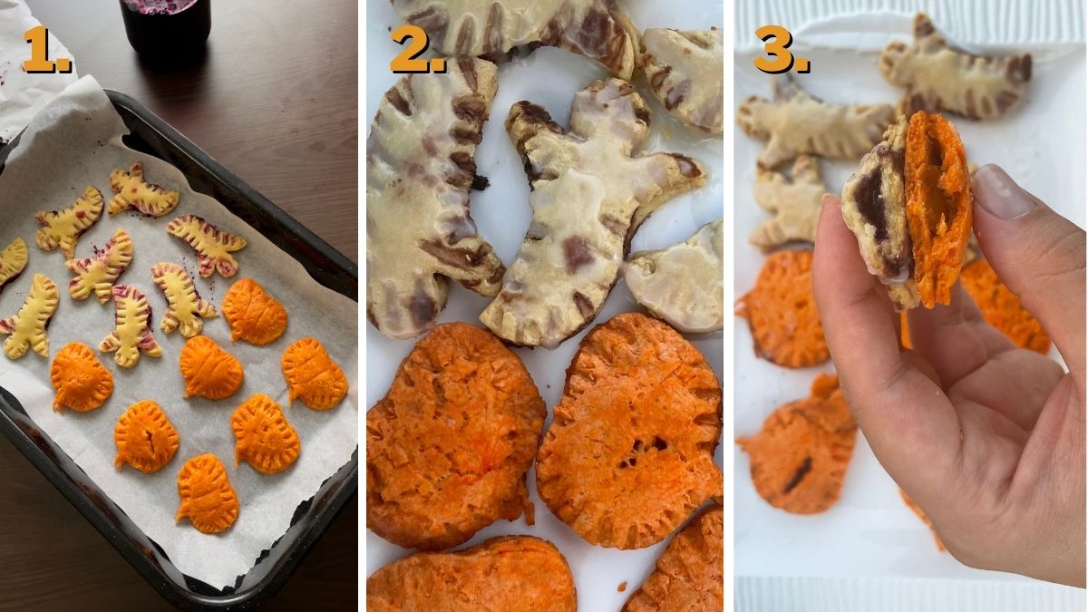 Baking the Pumpkin and Ghost Shaped Empanadas and serving them with icing