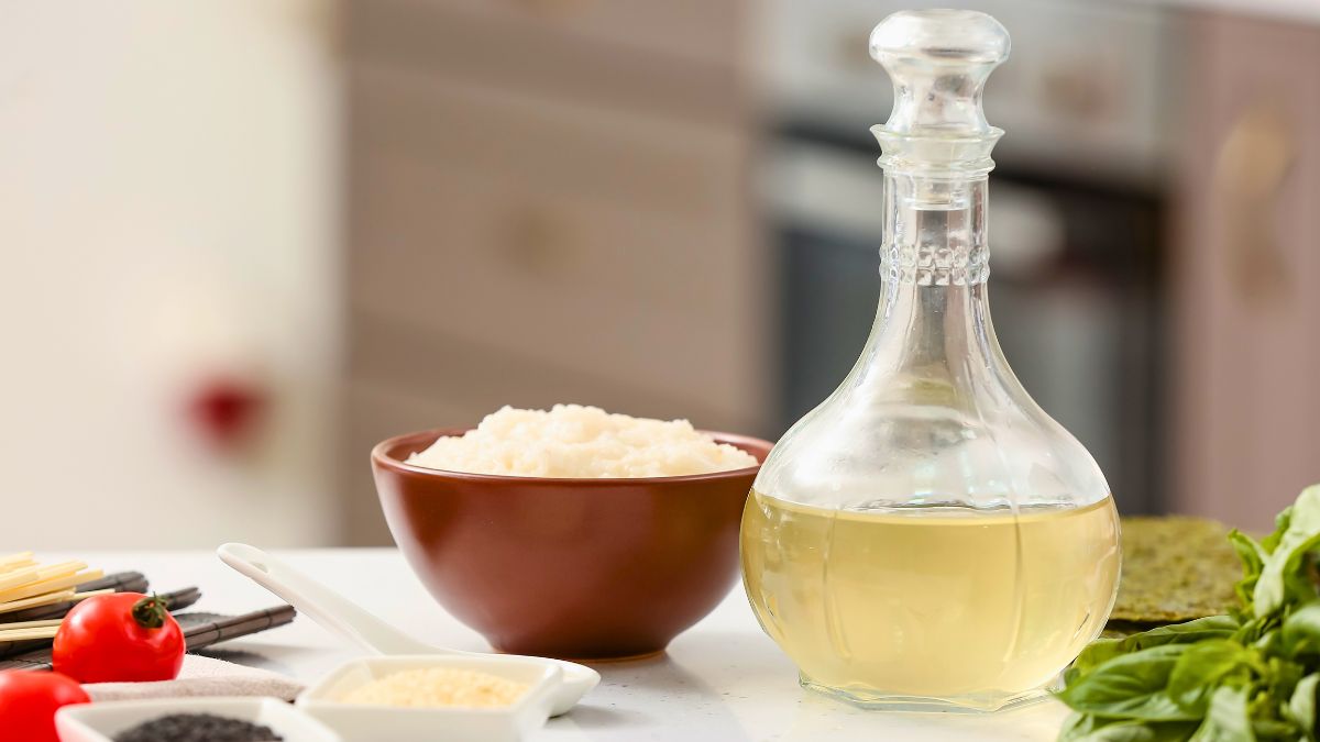 Composition with Rice Vinegar on Table