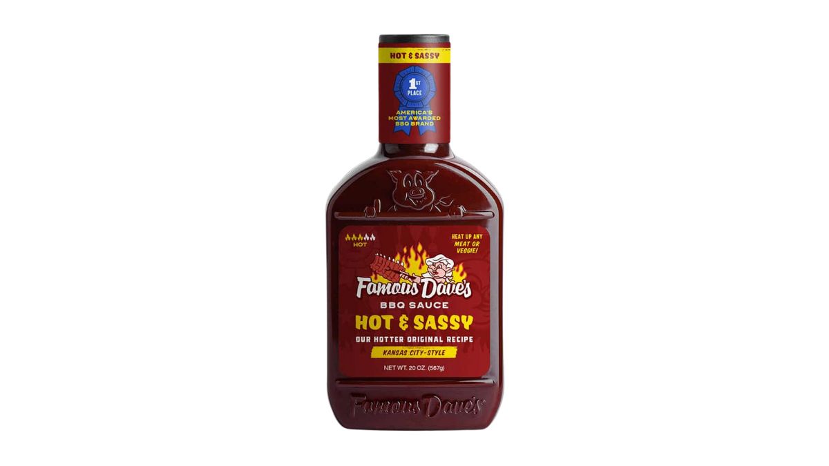 Famous Dave's Hot & Sassy BBQ Sauce on White Background