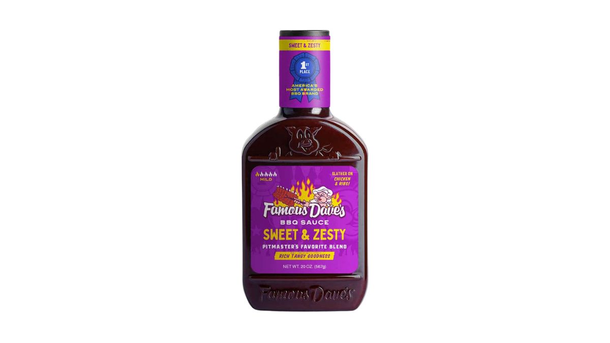 Famous Dave's Sweet & Zesty BBQ Sauce on White Background