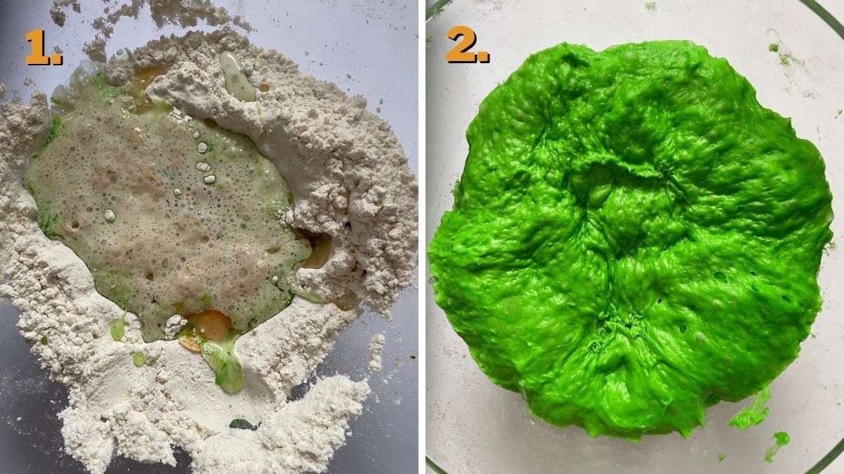 Green Glazed Donuts - making the dough