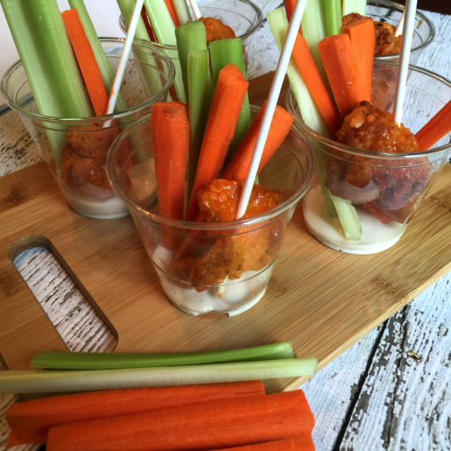 Individual Buffalo Chicken and Vegetable Crudites Cups 1
