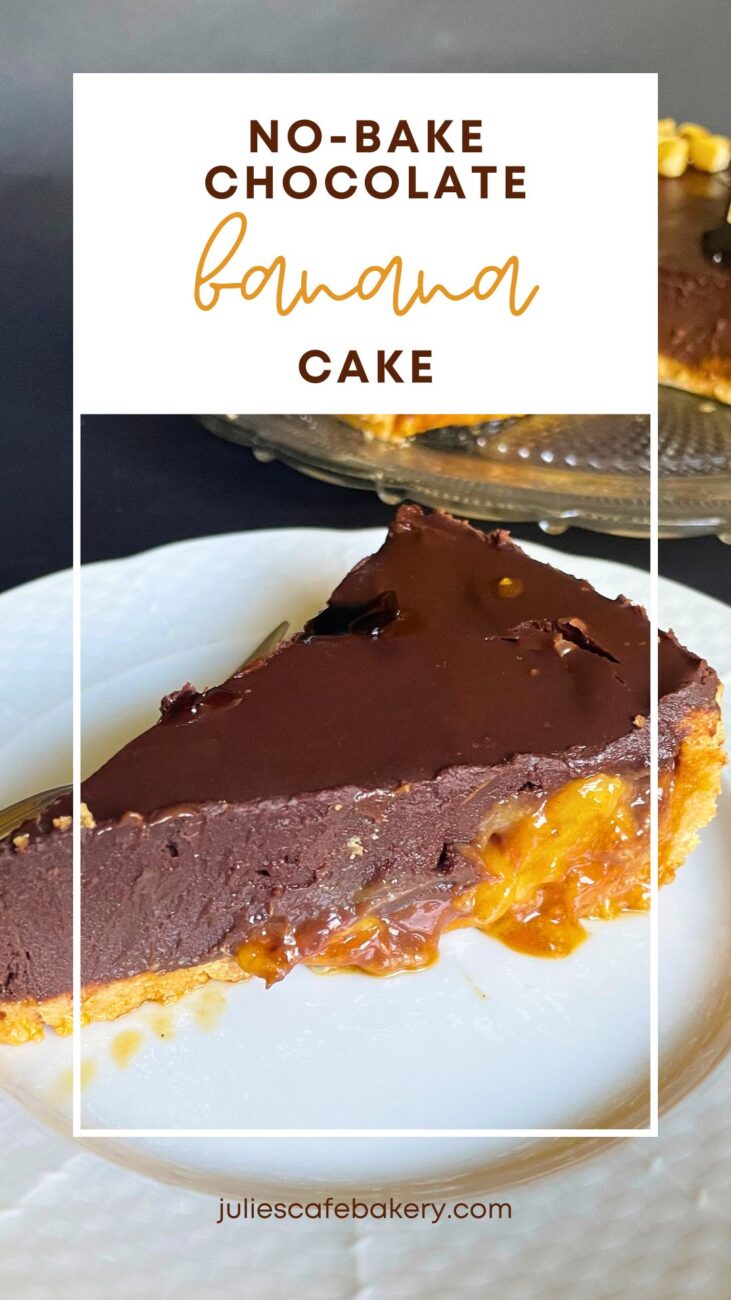 a slice of No Bake Chocolate Banana Cake 