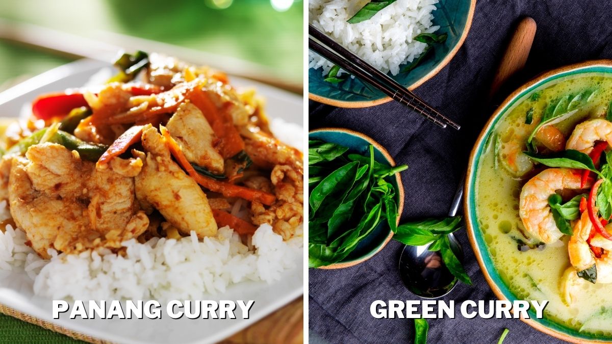 Panang Curry served over rice vs. Green Curry served with rice on the side