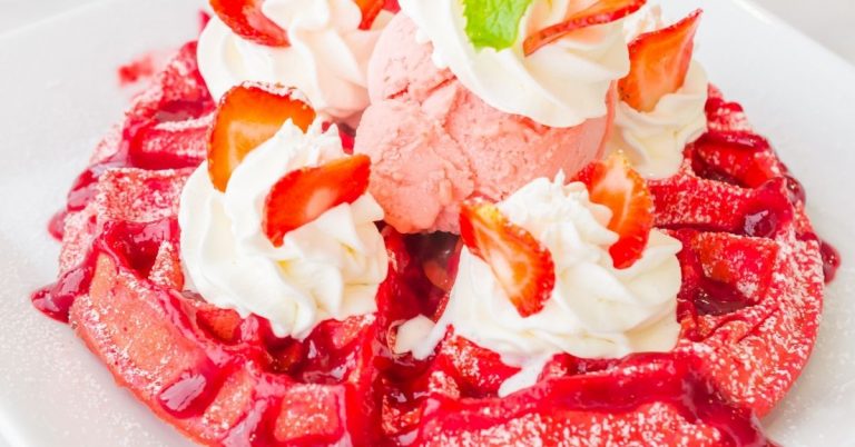 Strawberry Cake Mix Waffles