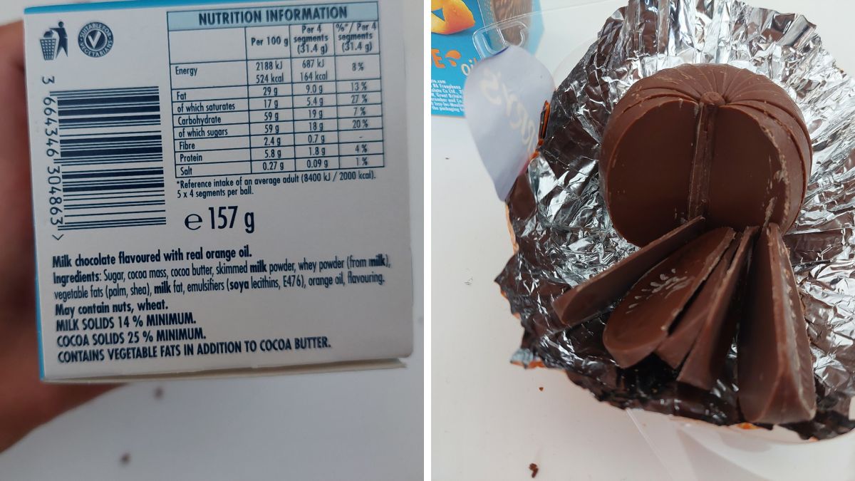 ingredients of Terry's chocolate oranges 