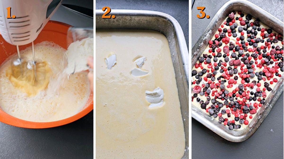 making cornbread with berries