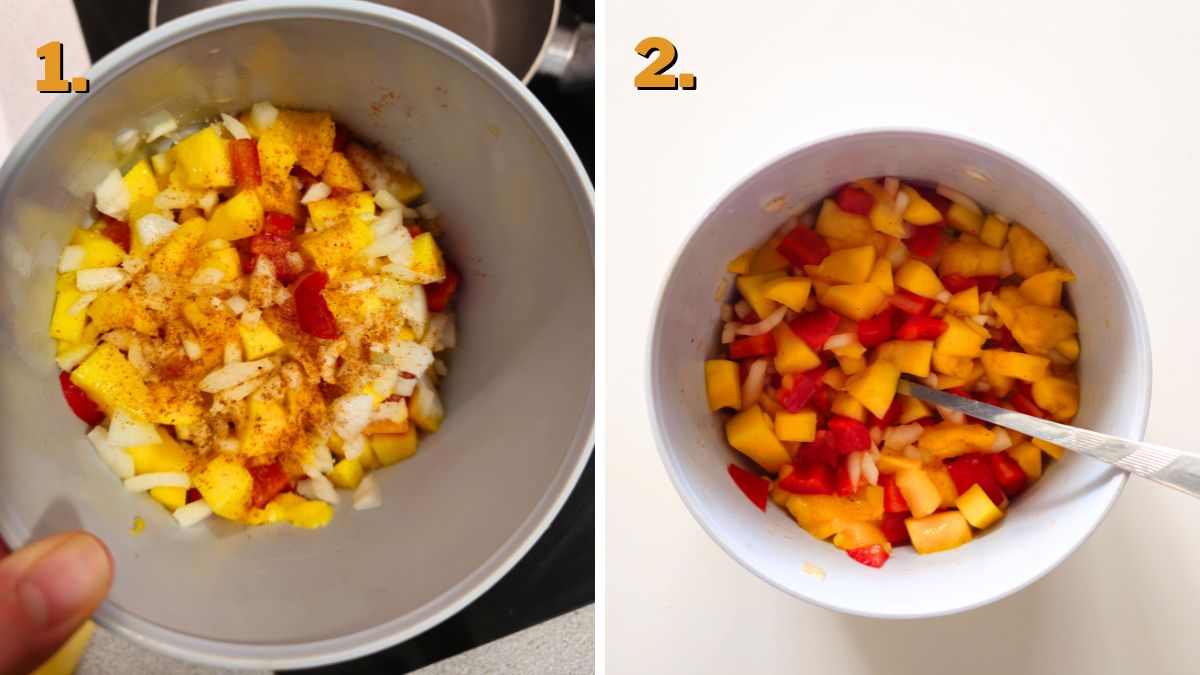 making mango salsa